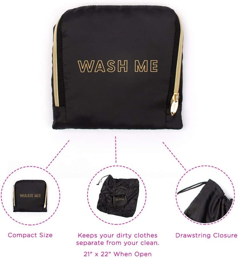 MIAMICA Black and Gold inchesWash Meinches Travel Expandable Laundry Bag BlackGold - Image 3