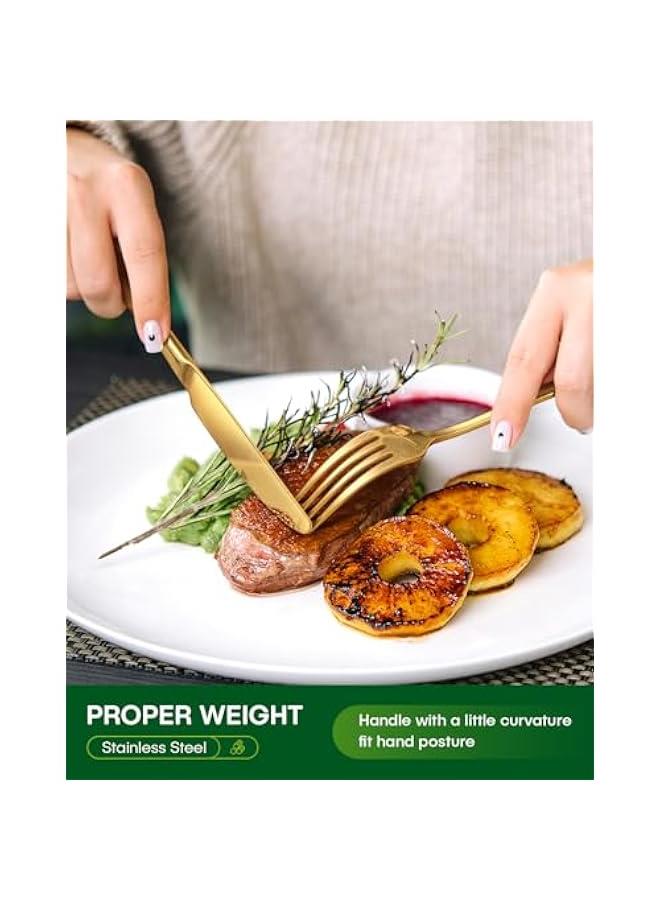 20 Piece Gold Silverware Set, Stainless Steel Flatware Set for 4 Food Grade Cutlery Utensil Set Include Knife Fork Spoon Mirror Polished Dishwasher Safe - Image 4