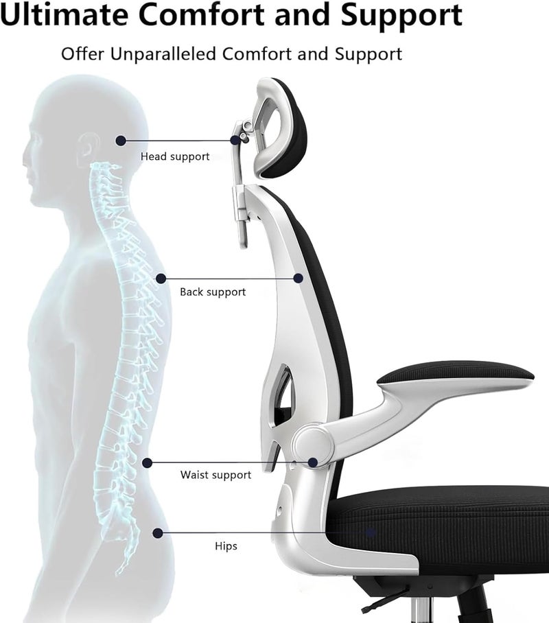 TDOO Office Chair,Ergonomic Height Adjustable Desk Chair,Home Office Desk Chair with Adjustable Headrest and Armrests,Computer Desk Chair,Comfortable Lumbar Support, Breathable Cushion for Home, Meeting - Image 3