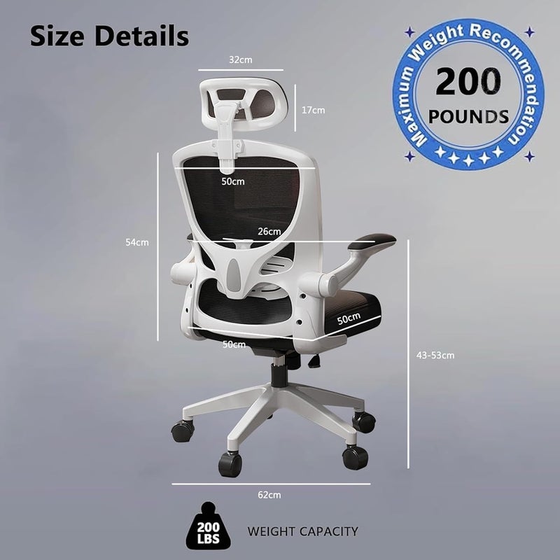 TDOO Office Chair,Ergonomic Height Adjustable Desk Chair,Home Office Desk Chair with Adjustable Headrest and Armrests,Computer Desk Chair,Comfortable Lumbar Support, Breathable Cushion for Home, Meeting - Image 2