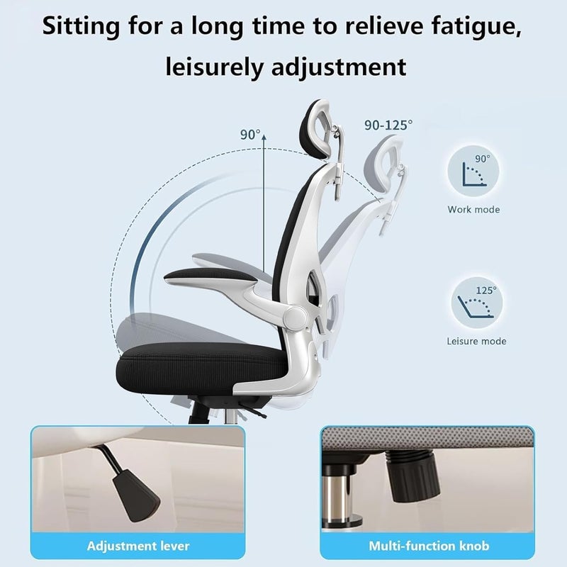 TDOO Office Chair,Ergonomic Height Adjustable Desk Chair,Home Office Desk Chair with Adjustable Headrest and Armrests,Computer Desk Chair,Comfortable Lumbar Support, Breathable Cushion for Home, Meeting - Image 4