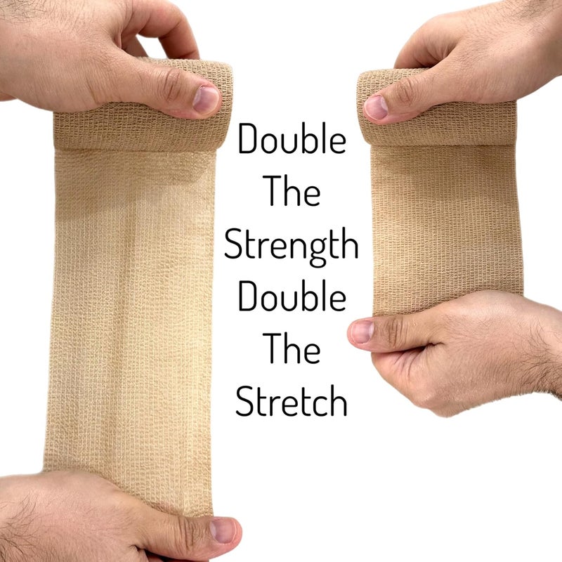 ALAZCO 4 x 5 yrd Beige Self Adhesive Flexible Bandage Wrap Stretch Roll Tape Wrist Ankle Hand Leg Medical Grade Sports Compression Lymphedema Individually Wrapped Sprains Support First Aid Pets Cat Dog - Image 3