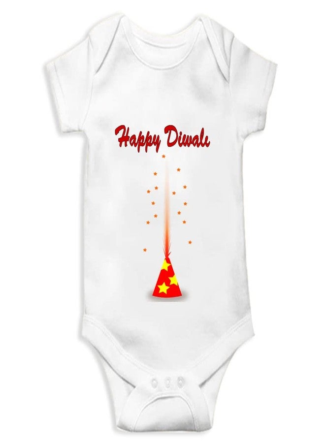 Mott2 Diwali Special Unisex Baby Romper - First Diwali (9-12 Months White) - Image 1