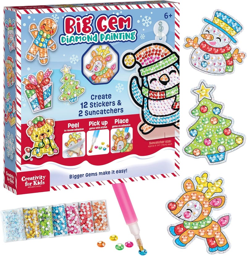 Creativity for Kids Big Gem Diamond Painting Kit: Holiday Stickers and Suncatchers, DIY Christmas Crafts for Kids - Image 1