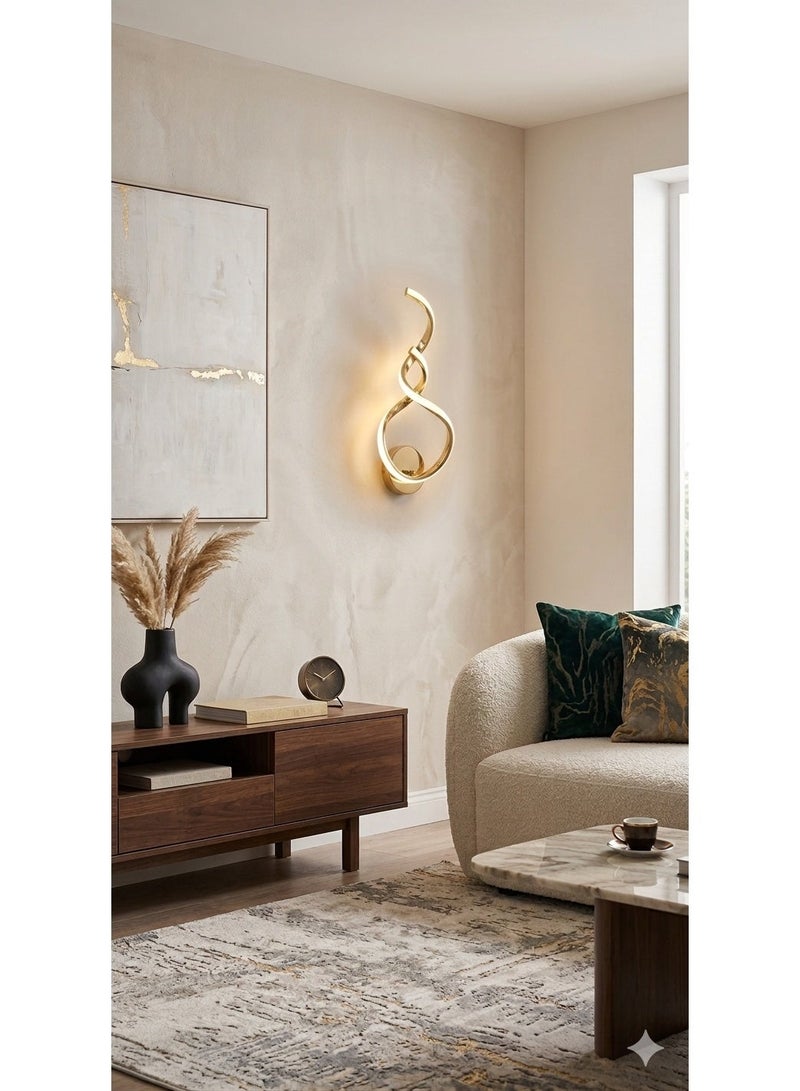 لامبارا مصباح جداري ذهبي LED عصري بتصميم حلزوني (يعمل بالكهرباء) - Image 3