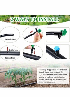 Excefore 60 Pieces Drip Emitter Garden Flag Irrigation Dripper in 3 Sizes, Trees and Shrubs, 1 GPH, 2 GPH, 4 GPH  - Image 5