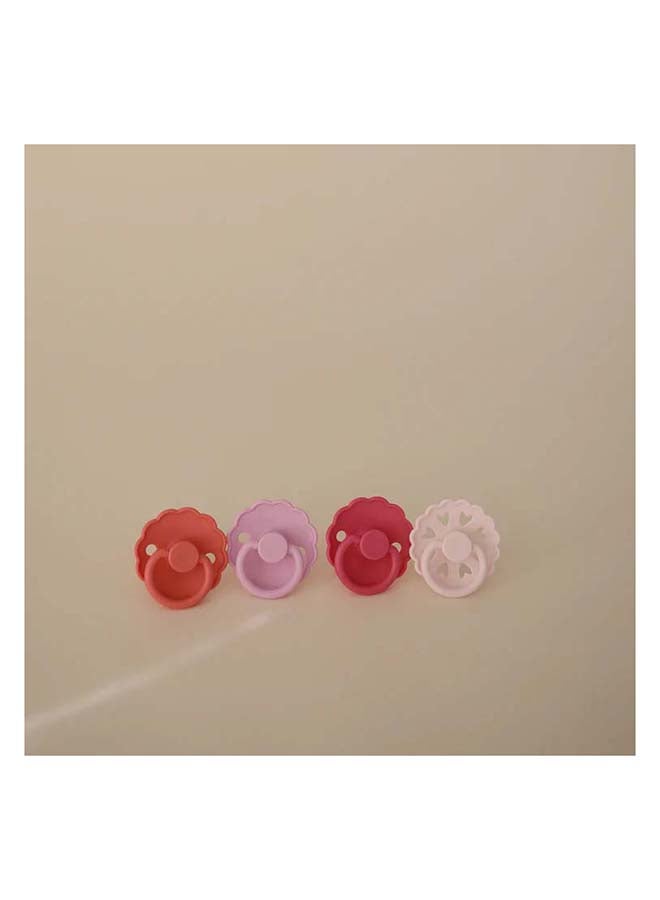 FRIGG Round Silicone Baby Pacifier 0-6M 4-Pack Rosy Romance - Size 1 - Image 3