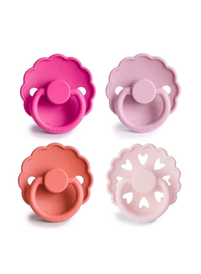 FRIGG Round Silicone Baby Pacifier 0-6M 4-Pack Rosy Romance - Size 1 - Image 2