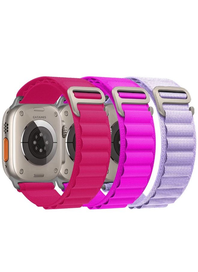CATANES - 3 Pack Alpine Loop Band For Apple Watch Band 49mm/45mm/44mm/42mm Nylon Woven Sport Strap Compatible with iWatch Series Ultra2/Ultra/8/7/SE/6/5/4/3/2/1 Adjustable with Metal G-Hook Strap - Image 1