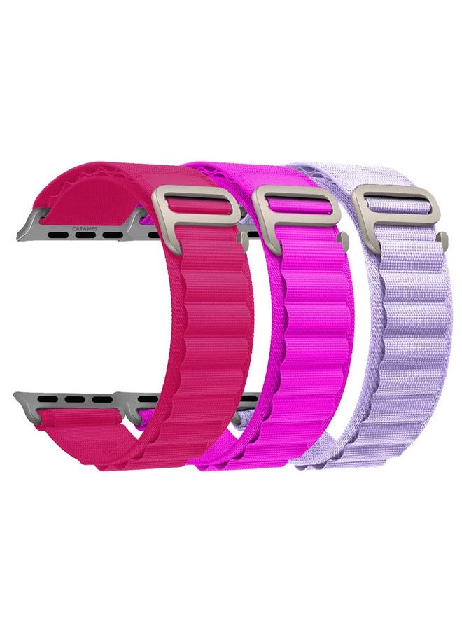 CATANES - 3 Pack Alpine Loop Band For Apple Watch Band 49mm/45mm/44mm/42mm Nylon Woven Sport Strap Compatible with iWatch Series Ultra2/Ultra/8/7/SE/6/5/4/3/2/1 Adjustable with Metal G-Hook Strap - Image 1