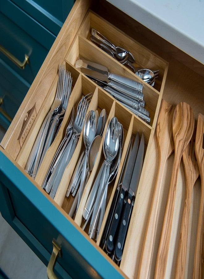 Lipper International Bamboo Wood Flatware Drawer Organizer Utensil Holder for Kitchen or Home Office Supplies, 7 Compartments, 16 1/4" Wide x 12 1/4" Deep x 2" High - Image 4