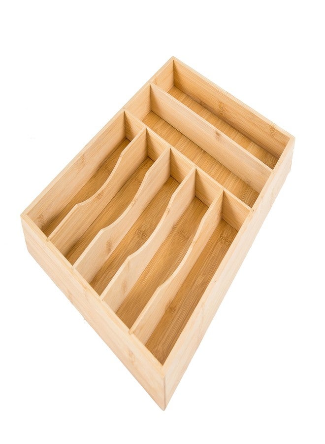 Lipper International Bamboo Wood Flatware Drawer Organizer Utensil Holder for Kitchen or Home Office Supplies, 7 Compartments, 16 1/4" Wide x 12 1/4" Deep x 2" High - Image 1