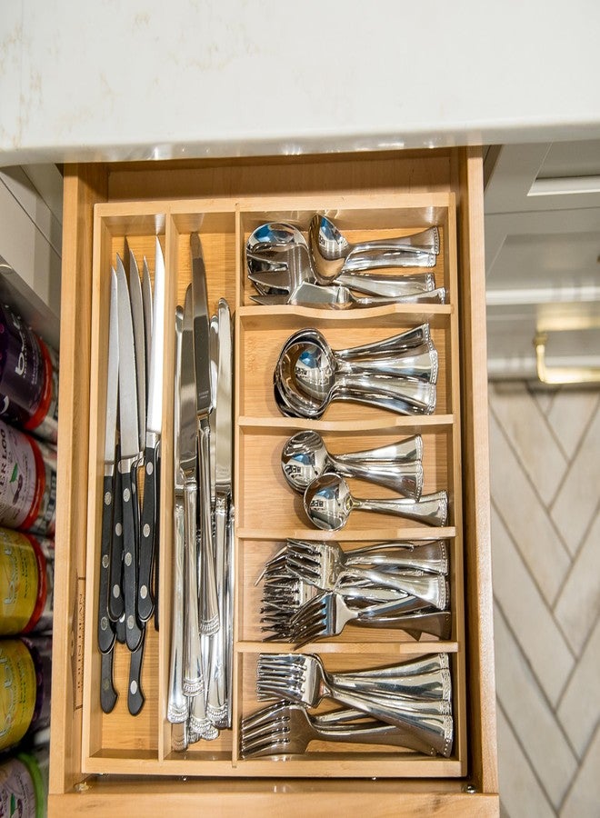 Lipper International Bamboo Wood Flatware Drawer Organizer Utensil Holder for Kitchen or Home Office Supplies, 7 Compartments, 16 1/4" Wide x 12 1/4" Deep x 2" High - Image 5