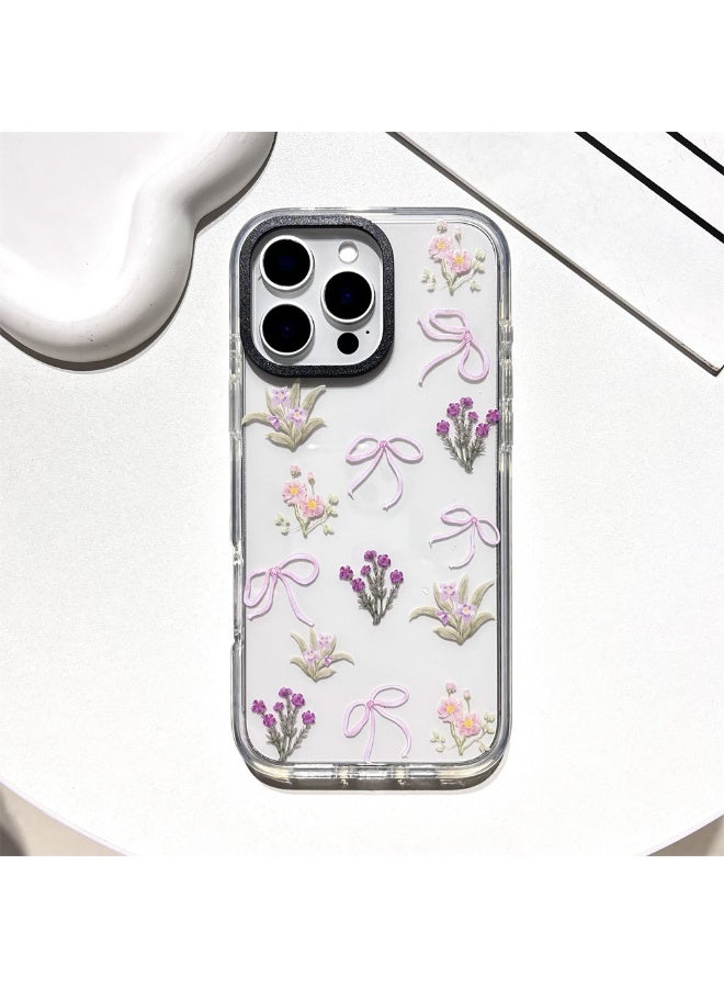 NIBEMINENT Girls Bows And Flowers Protective TPU Case Cover For iPhone 16 Pro Clear - Image 2