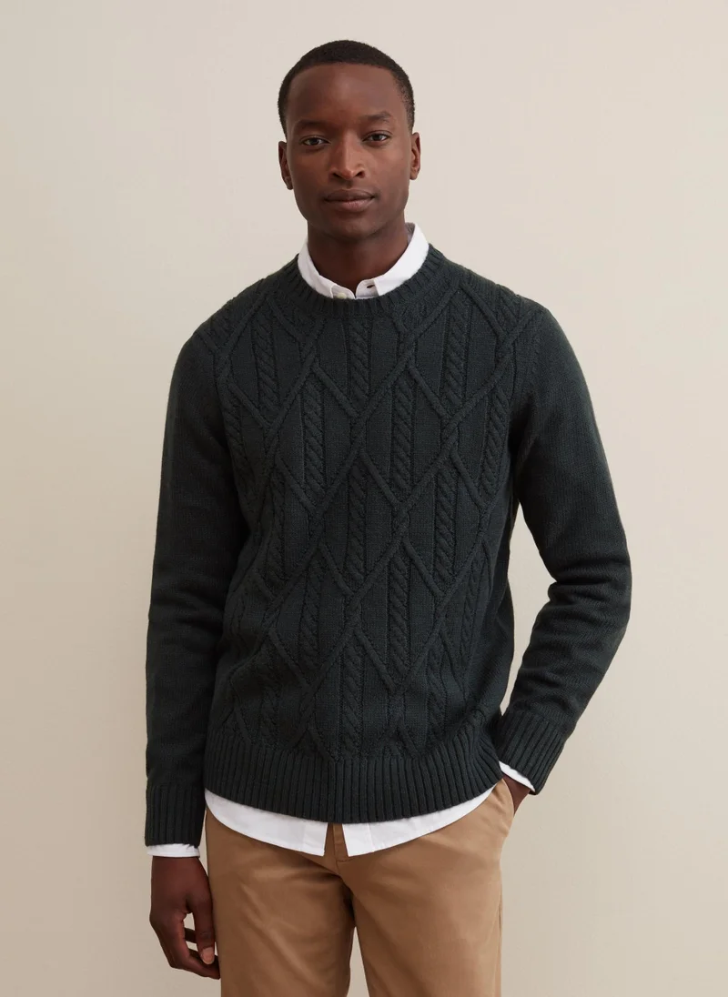 Ovs Diamond Pullover With Cable-Knit Design