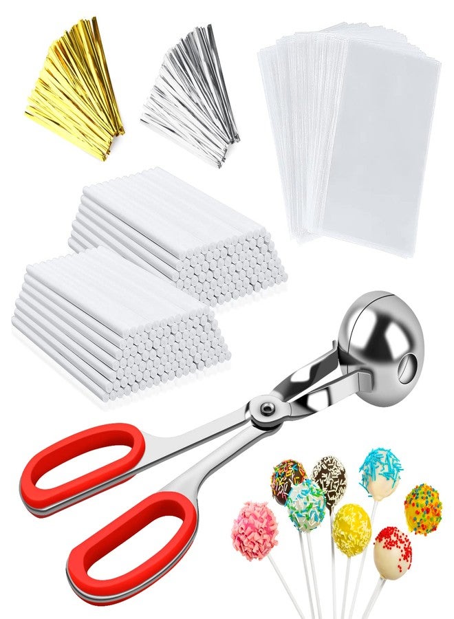 WXJ13 601 Pieces Lollipop Cake Pop Treat Bag Set including 200 Parcel Bags 200 Lollipop Sticks 200 Twist Tie, and 1 Cookie Meatball, Cake Pops Making Tools for Candies, Chocolates and Cookies - Image 1