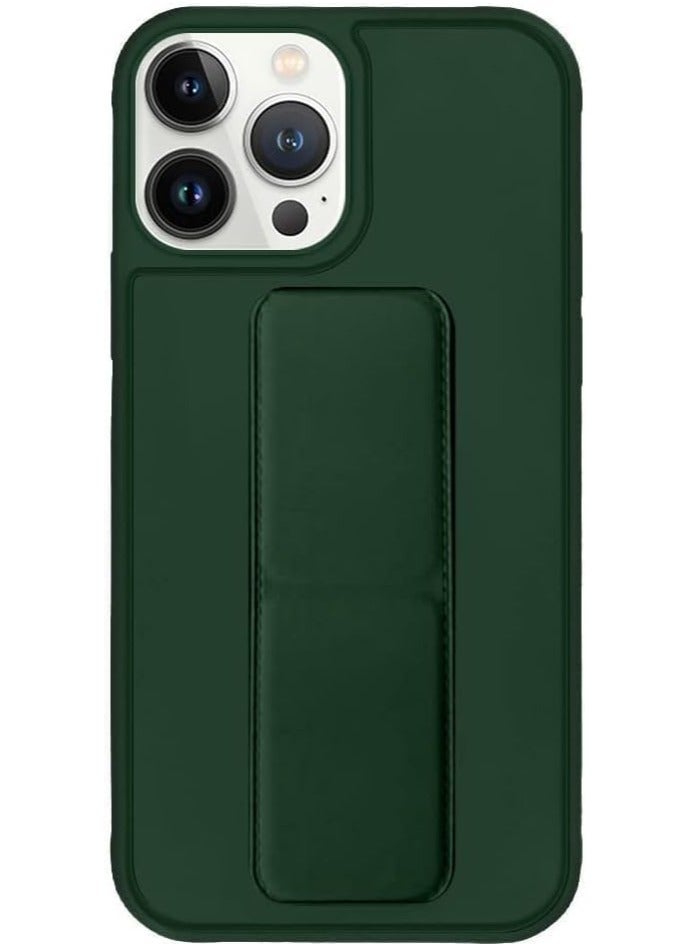 ELTRAZONE iPhone 16 Pro Max Green Magnetic Kickstand Case with Premium Silicone, Vertical & Horizontal Hand Strap, and Multi-Stand - Image 3