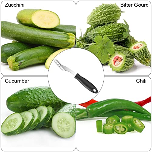 FIOTOK Jalapeno Corer Tool with Serrated Slice and Rubber Handle Easily Seed Remover or Slice off Vegetables tops for Efficient Cooking and Grilling - Image 5