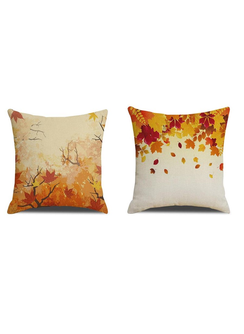 Bluejw 45*45cm Decorative Soft Maple Leaf Printed Pillowcase 2 Piece Set - Image 1