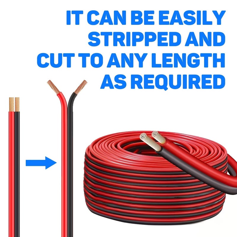 1 Roll 18AWG 100 Feet Low Voltage Wire Red Black Bicolor Speaker Cable CCA TCCA Material For Home Theater Stereo Automotive LED Lights Remote Control - Image 4