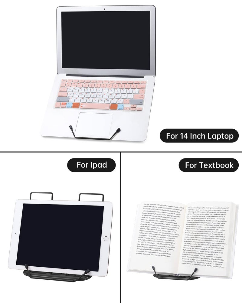 Honagu Book Stand for Reading, Adjustable Reading Rest Book Holder, Documents Holder, Sturdy Typing Stand for Recipes Textbooks Tablet Music Books (Black) - Image 2