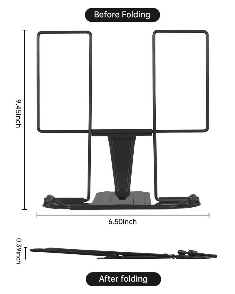 Honagu Book Stand for Reading, Adjustable Reading Rest Book Holder, Documents Holder, Sturdy Typing Stand for Recipes Textbooks Tablet Music Books (Black) - Image 4