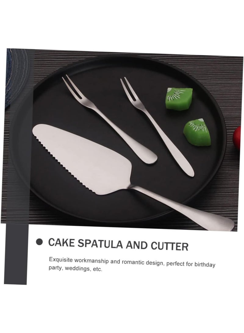 اعاره طقم سكين وملعقة تقطيع كعكة الزفاف، قطعتان، مثالي لحفلات الزفاف وأعياد الميلاد والمناسبات، آمن للغسل في غسالة الصحون (فضي). - Image 5