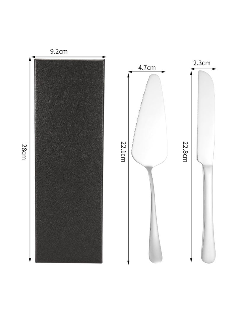 اعاره طقم سكين وملعقة تقطيع كعكة الزفاف، قطعتان، مثالي لحفلات الزفاف وأعياد الميلاد والمناسبات، آمن للغسل في غسالة الصحون (فضي). - Image 2