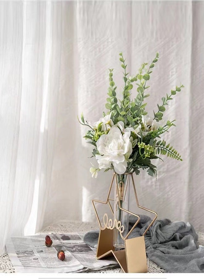 Kutis 1-Bouquet of Home Decoration Artificial Flowers Party Wedding Decoration Flowers White/Green 20 x 38 Centimetre - Image 1