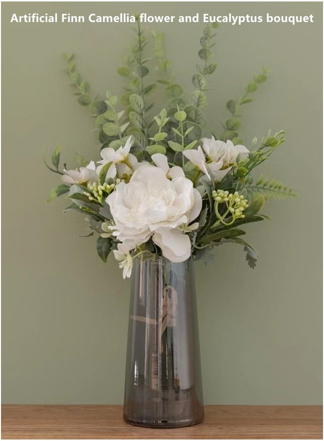 Kutis 1-Bouquet of Home Decoration Artificial Flowers Party Wedding Decoration Flowers White/Green 20 x 38 Centimetre - Image 2