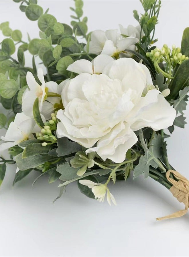 Kutis 1-Bouquet of Home Decoration Artificial Flowers Party Wedding Decoration Flowers White/Green 20 x 38 Centimetre - Image 3