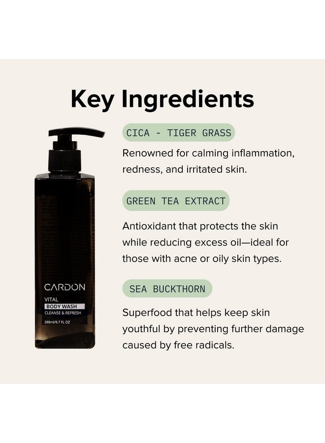 Cardon Acne Clearing Men'S Body Wash Korean Skin Care All Natural Green Tea Extract Sea Buckthorn & Cica Combat Breakouts Prevent Body Odor To Deeply Cleanse W/O Stripping (1 Pk) - Image 4