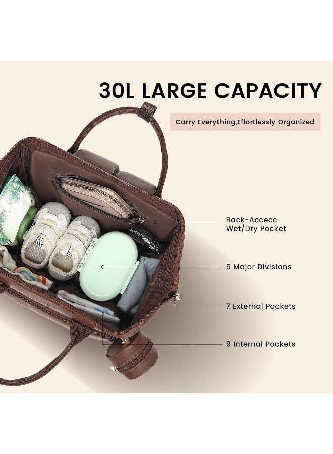 ROSEGIN Premium Vegan Leather Diaper Bag Backpack with Waterproof Changing Pad - Image 2