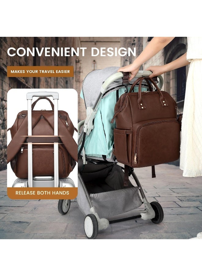 ROSEGIN Premium Vegan Leather Diaper Bag Backpack with Waterproof Changing Pad - Image 5