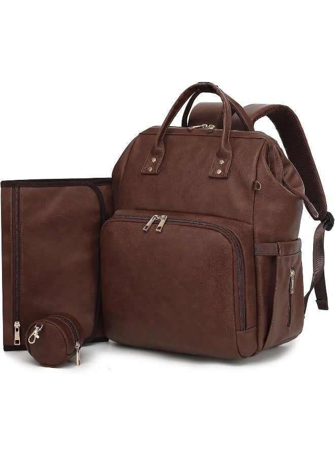 ROSEGIN Premium Vegan Leather Diaper Bag Backpack with Waterproof Changing Pad - Image 1