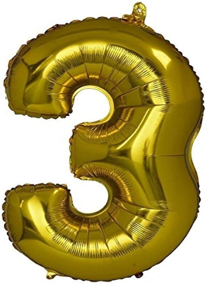 Smartcraft Smartcraft Number 3 Foil Balloon Gold (17inch) , Birthday Party Supplies , Party Foil Balloon 