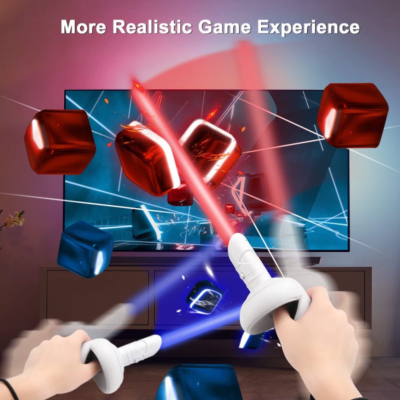 Relohas Extension Grips Accessories for Oculus Quest 2, VR Game Accessories for Meta Quest 2, RGB Lightsaber for Beat Saber, Suitable for Supernatural, Blade & Sorcery, Fruit Ninja - Image 2