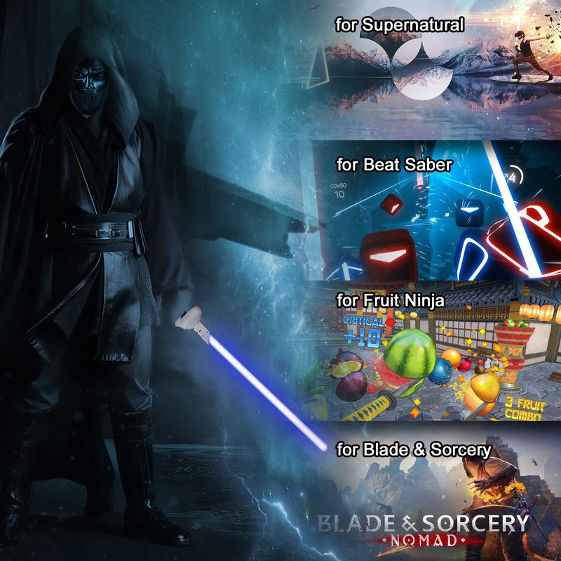 Relohas Extension Grips Accessories for Oculus Quest 2, VR Game Accessories for Meta Quest 2, RGB Lightsaber for Beat Saber, Suitable for Supernatural, Blade & Sorcery, Fruit Ninja - Image 4