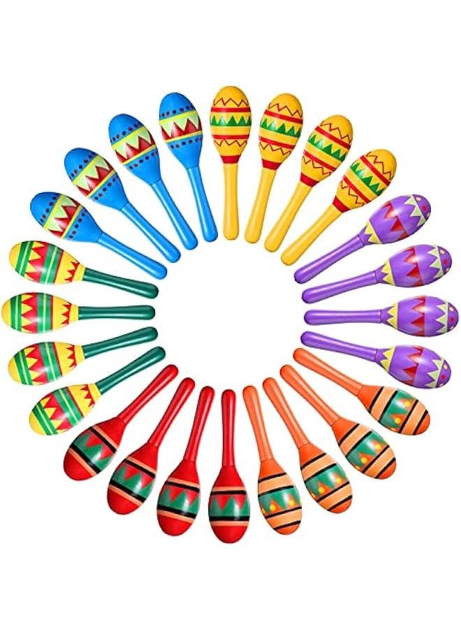 OCTOBER 12 Pcs Mini Fiesta Maracas for Adults Cinco De Mayo Maracas Mexican Party Decorations 6 Designs Party Favors for Mexican Party Props, 4.92 x 1.38 Inch  - Image 1