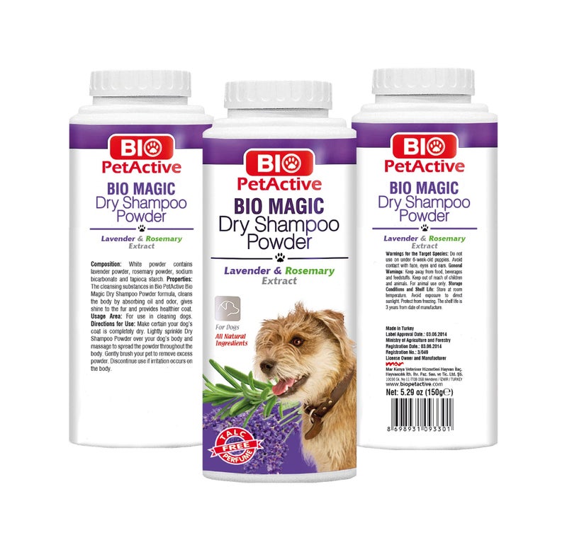 Bio PetActive Bio Magic Dry Shampoo Powder with Lavender and Rosemary for Dogs | Cleansing and Moisturizing Perfume and Talc Free Suitable for Sensitive Skin - 5.29 oz - Image 2