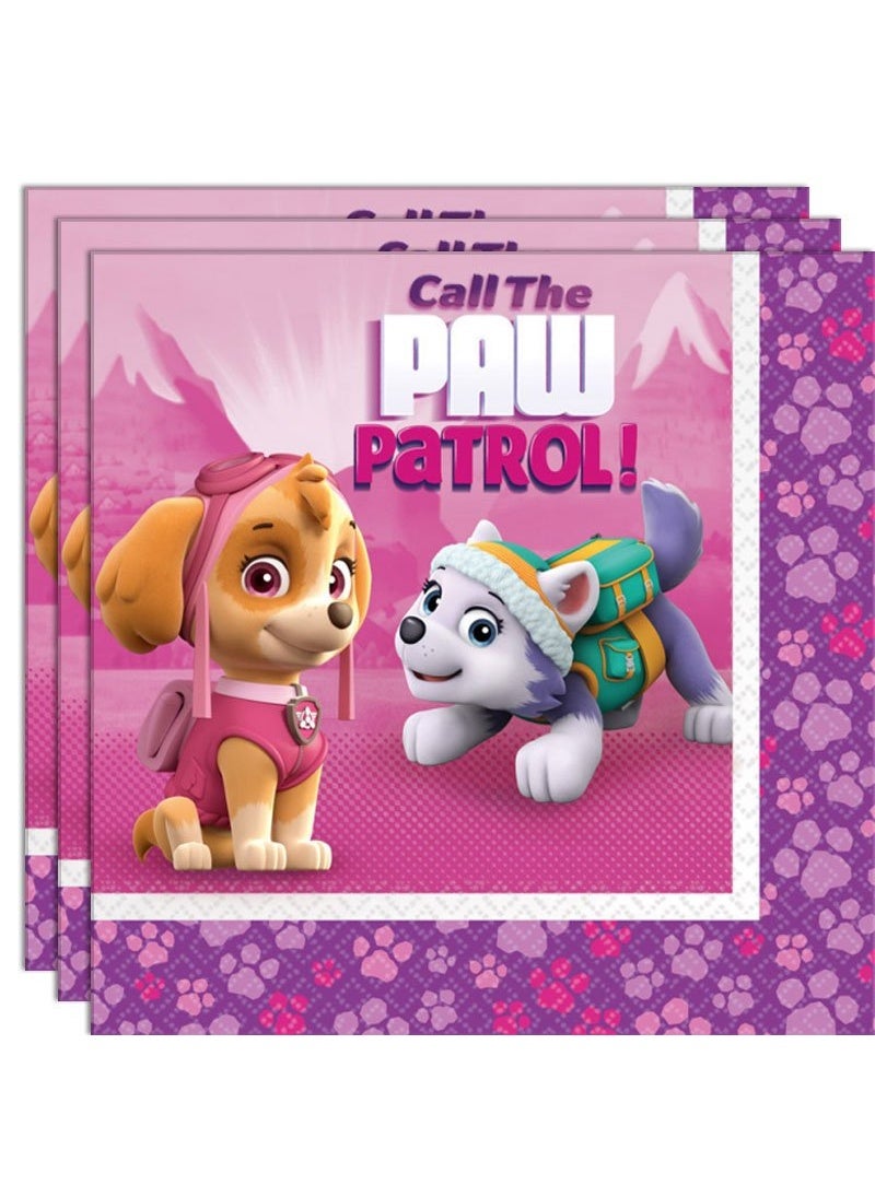 مناديل باو باترول الورقية للاستخدام مرة واحدة، وردية اللون، 33 سم، عبوة من 20 قطعة