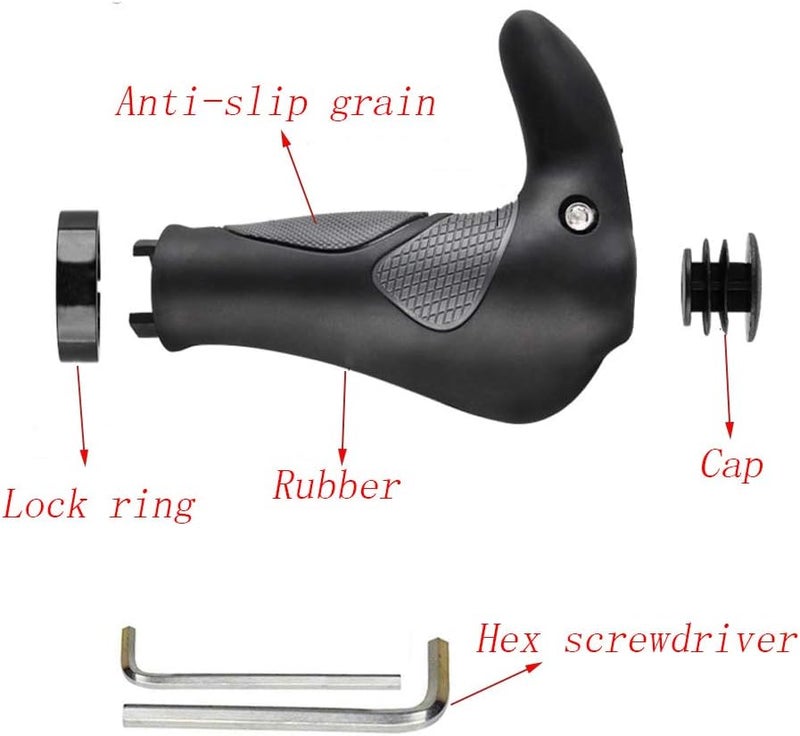 Eyech زوج واحد من مقابض دراجات هوائية ناعمة مضادة للانزلاق مع مقبض OX Horn ومفتاح - Image 4