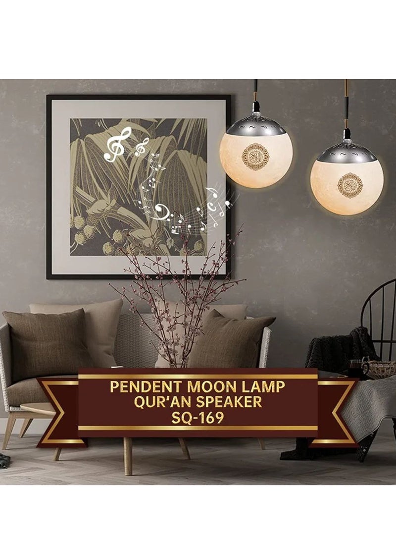 Pendant moon lamp, quran speaker,hight-quality sound,remote control,colorful dimming,fast surah select,muslim islamic home decorate,starry sky  - Image 2