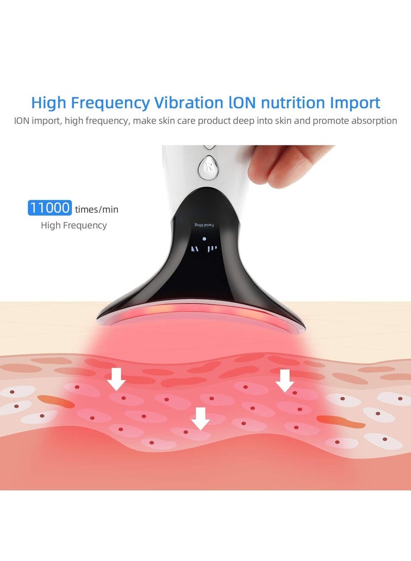Y&D Face Massager with LED Therapy Heating Chin Lift Devices V Shaped Firming EMS Vibration Facial for Anti Aging Wrinkle Lifting and Tighten 3 Modes Massage Toning  - Image 3