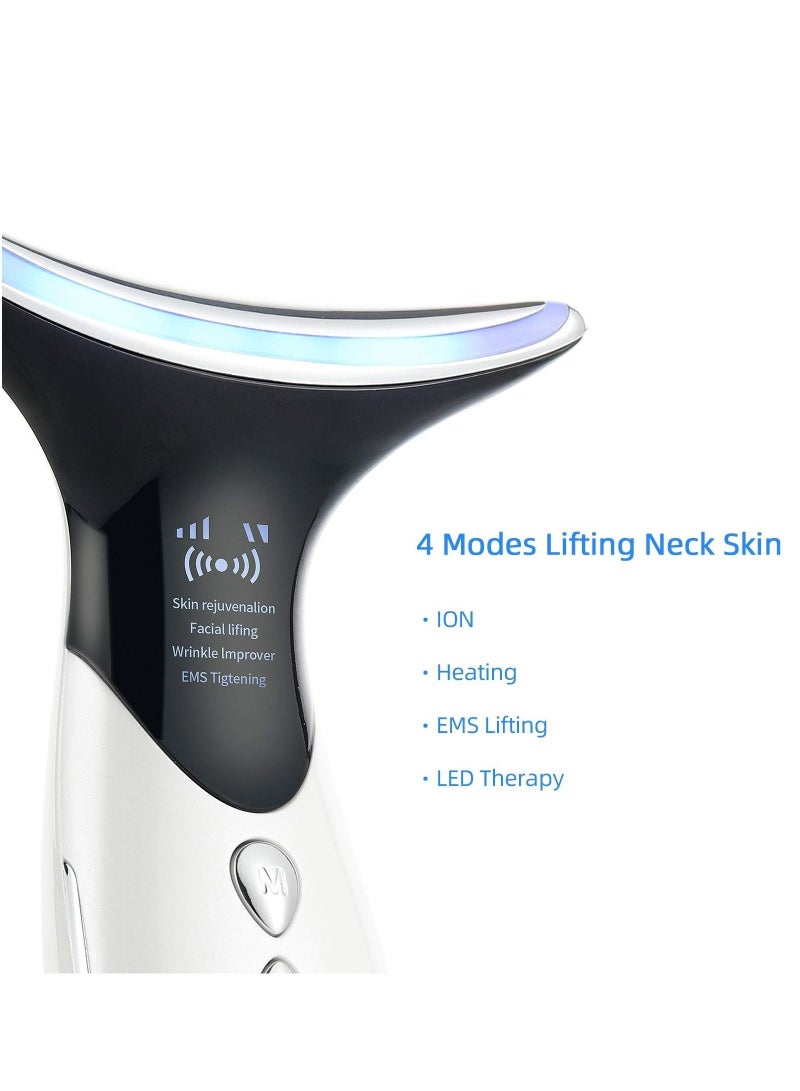 Y&D Face Massager with LED Therapy Heating Chin Lift Devices V Shaped Firming EMS Vibration Facial for Anti Aging Wrinkle Lifting and Tighten 3 Modes Massage Toning  - Image 2