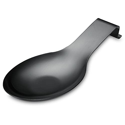 HOMQUEN Matte Black Spoon Rest, Stainless Steel Spoon Holder for Stove Top, kitchen utensils Holder for Ladles, Tongs, Spatula, Stove Spoon Holder, Pot Lid Holder, Dishwasher Safe (1PC-9.5 Inch) - Image 1