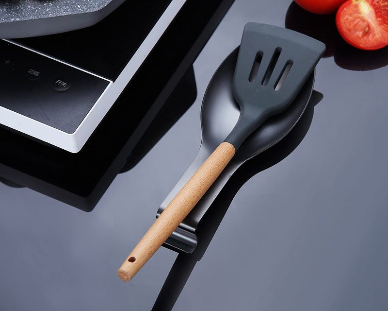 HOMQUEN Matte Black Spoon Rest, Stainless Steel Spoon Holder for Stove Top, kitchen utensils Holder for Ladles, Tongs, Spatula, Stove Spoon Holder, Pot Lid Holder, Dishwasher Safe (1PC-9.5 Inch) - Image 4