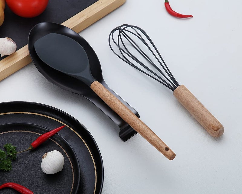 HOMQUEN Matte Black Spoon Rest, Stainless Steel Spoon Holder for Stove Top, kitchen utensils Holder for Ladles, Tongs, Spatula, Stove Spoon Holder, Pot Lid Holder, Dishwasher Safe (1PC-9.5 Inch) - Image 5