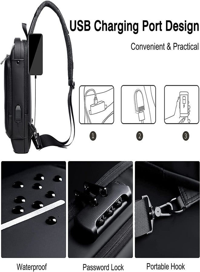 Prachit Travel Sling Bag, Anti-Theft Messenger Bag With USB Charging Port, Waterproof Bag For College Student Work Men & Women - Image 5