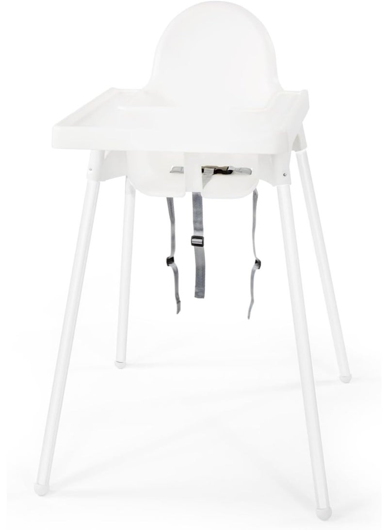 Happy Kiddo Baby High Chair with Tray and Safety Harness, White - Image 1